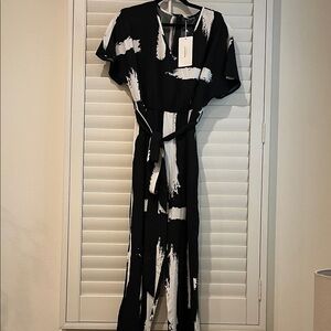 BloomChic Black and White Maxi Jumpsuit NWT